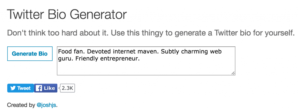 Twitter bio generator