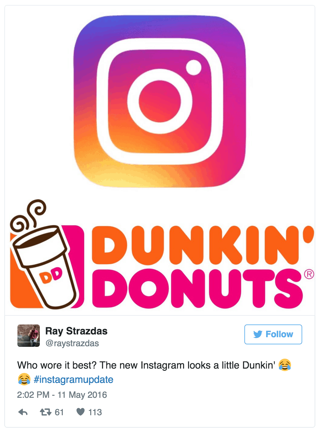 Who wore it best? The new Instagram logo looks a little Dunkin'