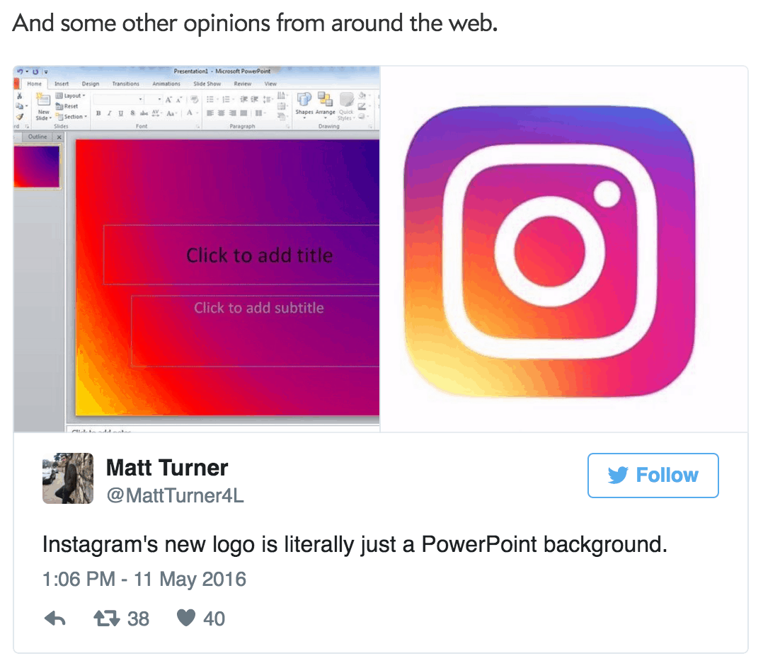 Is the new Instagram Logo just a powerpoint background?