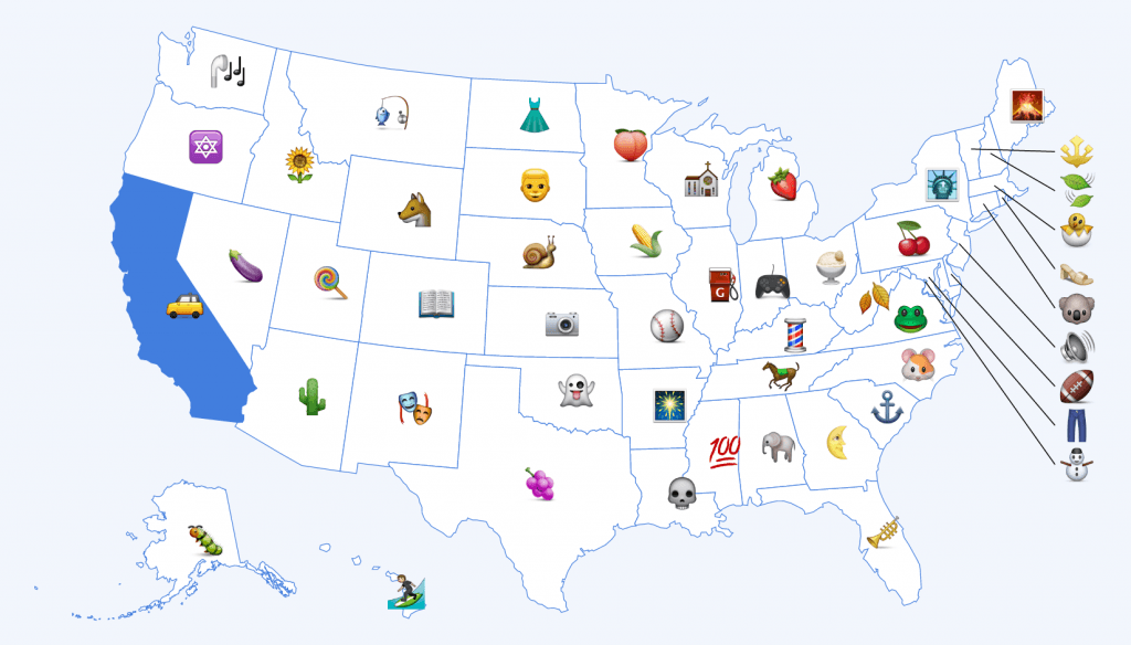 Which emoji does each state use more than others?