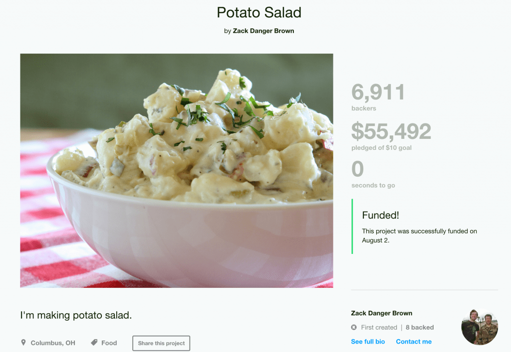 Potato salad kickstarter campaign