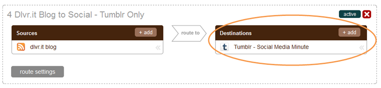 How to add Tumblr as a source in a dlvr.it route and use it to get more Tumblr followers