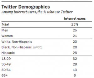 Twitter demographics among internet users