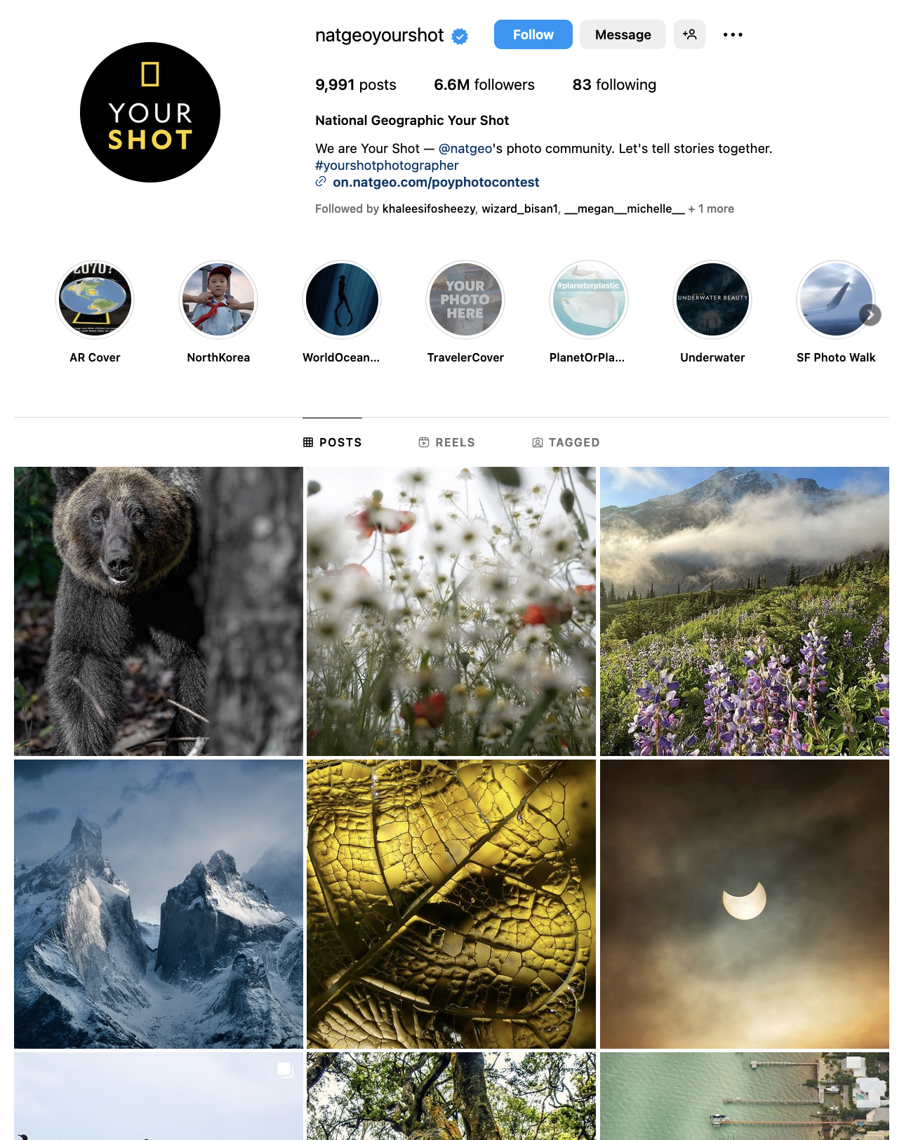 National Geographic's Your Shot's Instagram page features an array of photos from their photo community