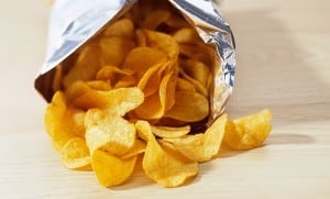 Potato chips from a bag