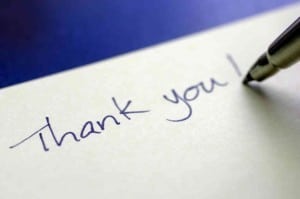 Customer Engagement: Thank you note with pen