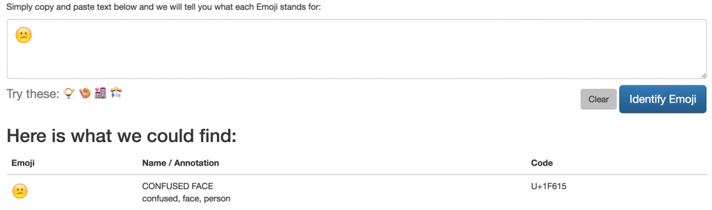 Example of emoji meanings using WhatMoji